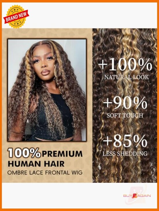 13x6 Deep Wave Lace Front Wig Human Hair Pre Plucked 200 Density Curly main image 5